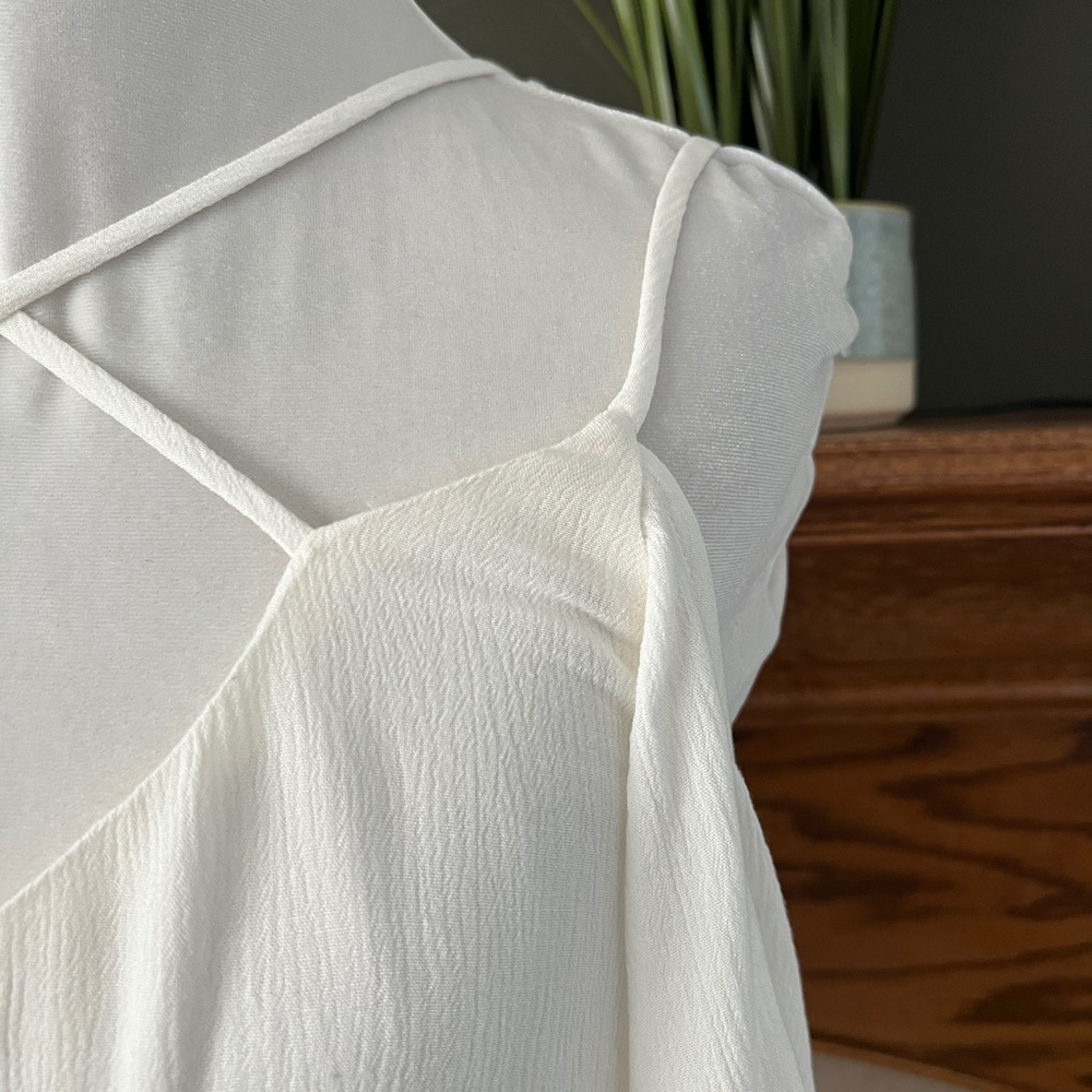 Lulus Afterglow White Strappy Cold Shoulder Shift Dress Size: Small NEW - Picture 8 of 16